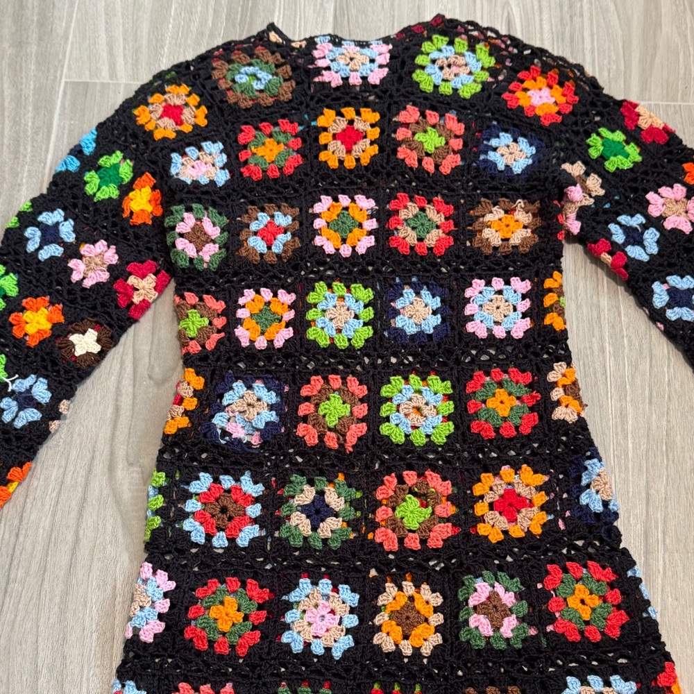 Alix Pinho***Black Crochet Flower Mini Dress***Small $858 - Picture 8 of 15